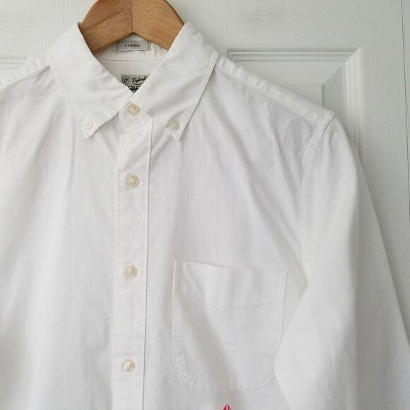 J. Crew Bowery Wrinkle-Free Dress Shirt "CHW" Monogram Mens L White NWT BG663 - Picture 2 of 7